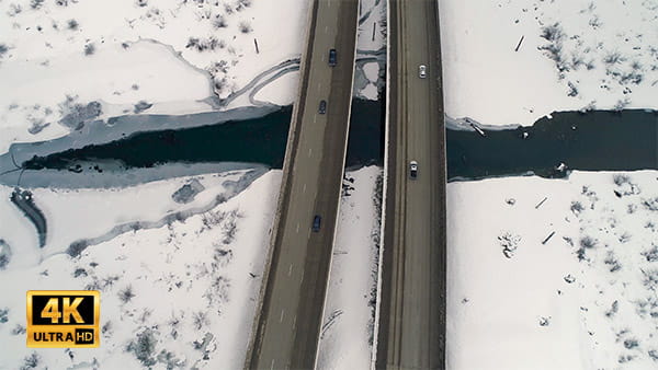 فیلم هوایی جاده و منطقه برفی