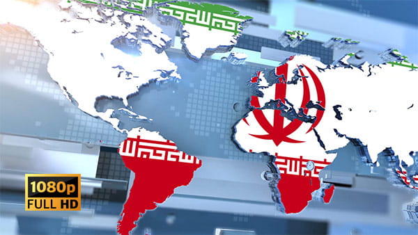 ترنزیشن ویدیویی پرچم ایران در نقشه جهان