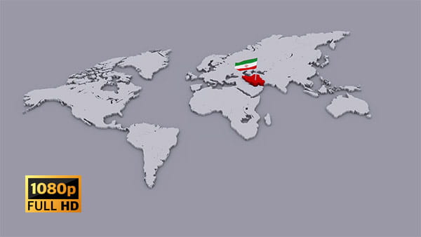 فیلم استوک پرچم و کشور ایران در نقشه جهان