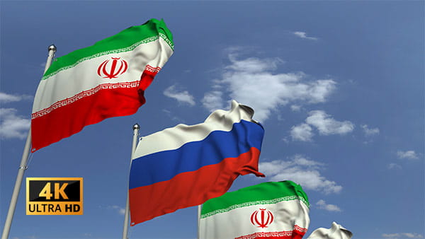 فیلم استوک پرچم ایران و روسیه
