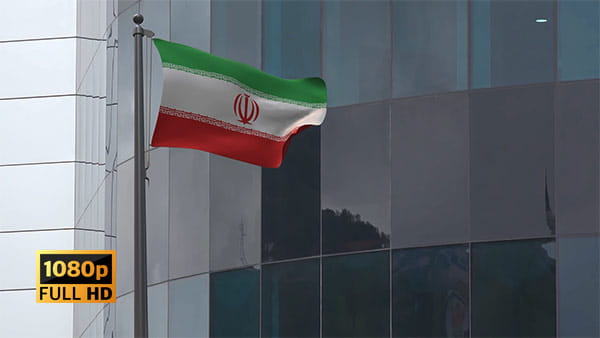 فیلم استوک پرچم ایران در کنار ساختمان