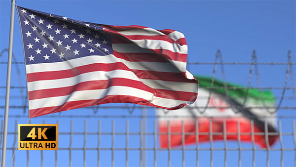 فوتیج ویدیویی پرچم ایران و آمریکا